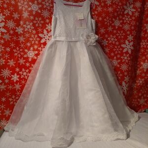 Us Angels White Lace Formal Kids Dress